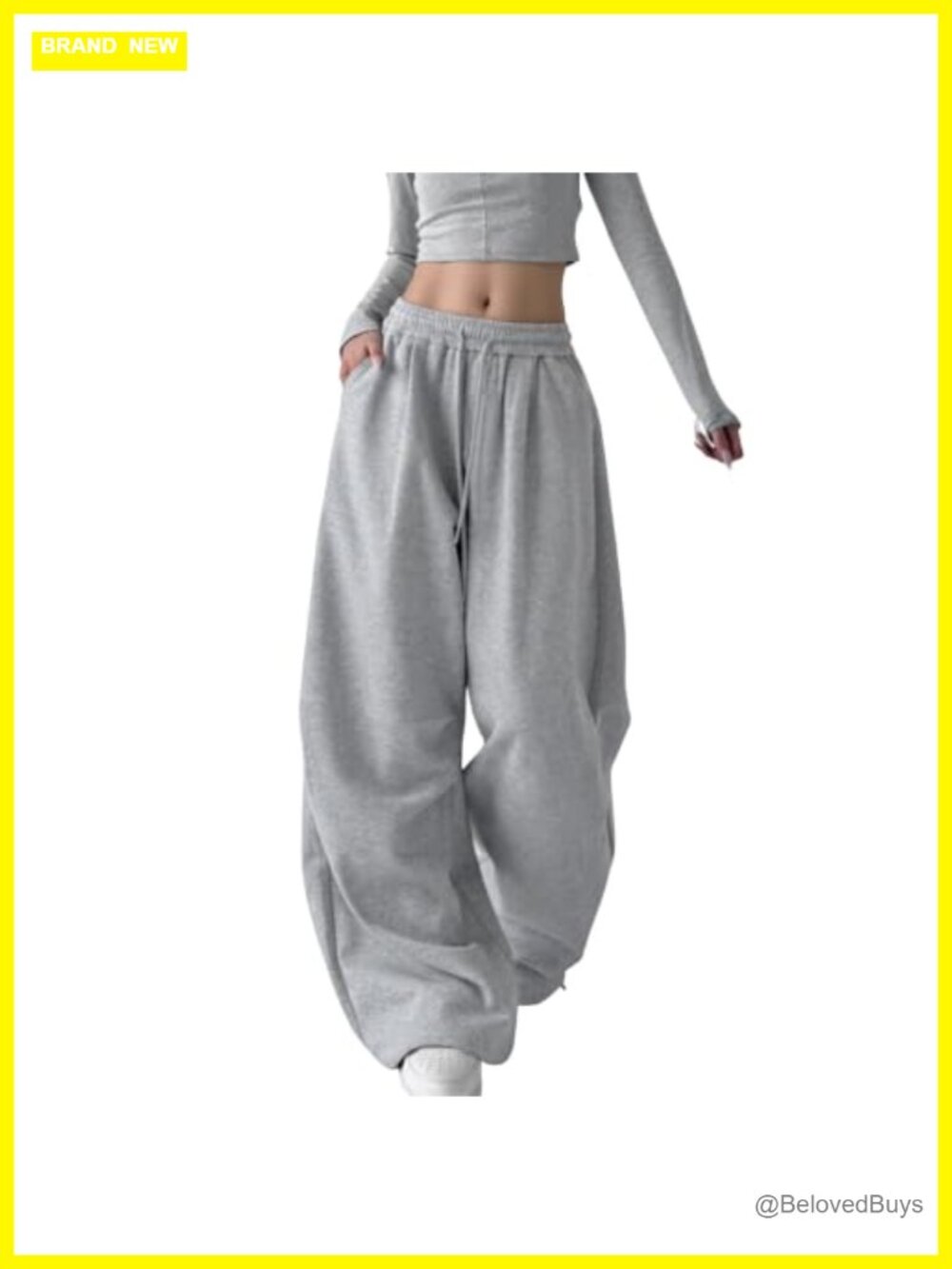 Wide Leg Sweatpants Drawstring Low Rise Cotton Polyester Baggy Casual